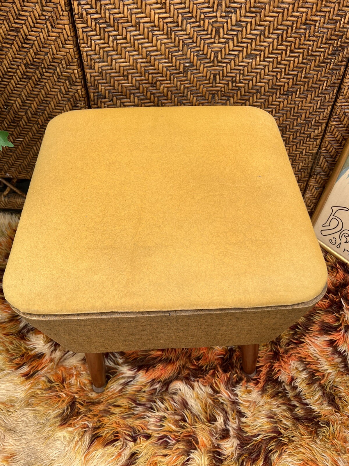 Vintage Retro Sewing Box Storage Ottoman Stool Dansette Legs Mid
