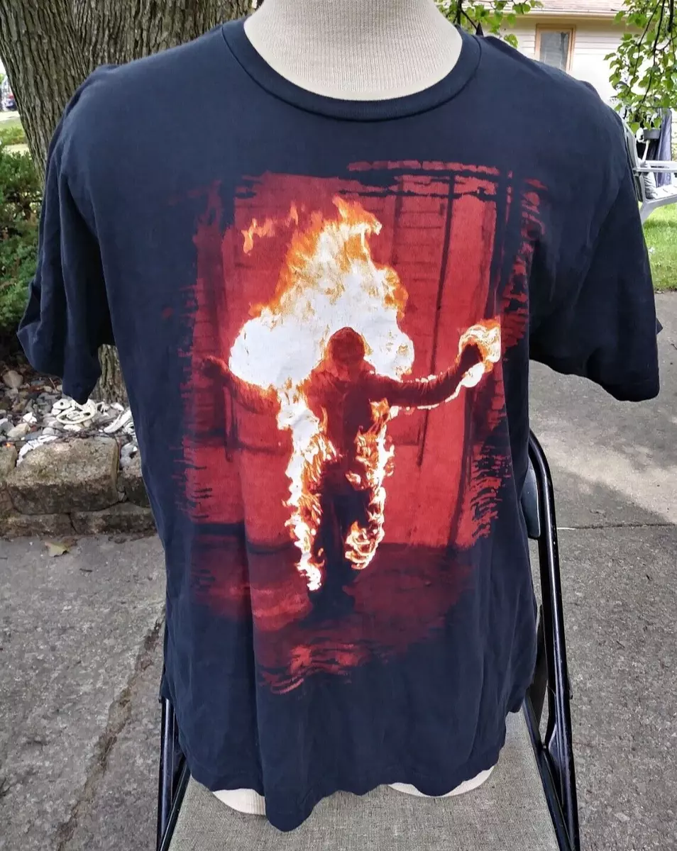 Rammstein T-Shirt Size L Large Man On Fire Flames Rare Double