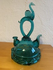 "Càntir" en verre soufflé et pincé de Majorque, dans les tons verts, 19ème