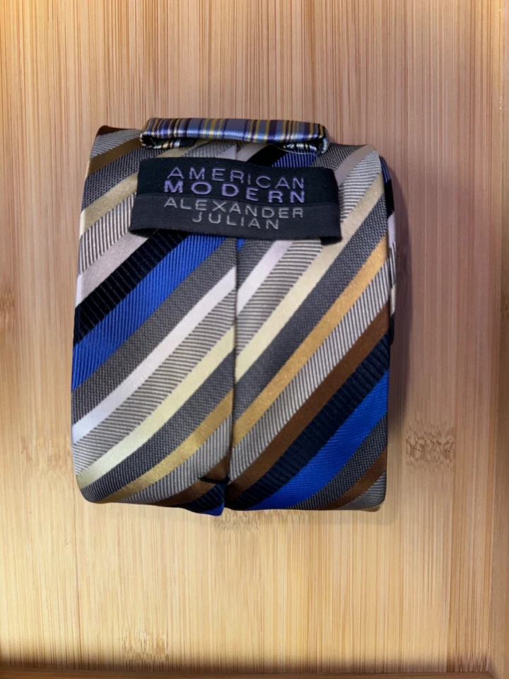 Alexander Julian American Modern Striped Silk Tie - 58L 3.75W - Image 3 of 3