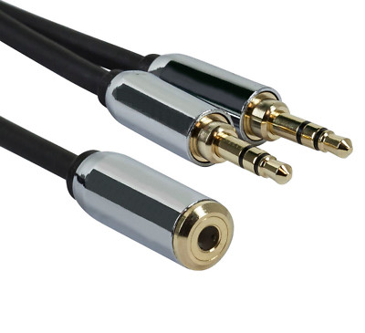 6 inch 3.5 mm Aux Cable Splitter 1 Female to 2 Male Jacks Stereo Audio Auxiliary