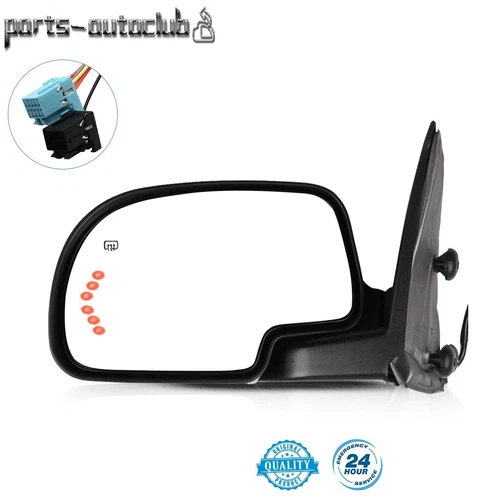 Side View Mirror Power Heated Turn Signal Driver Left Door For 2003-07 GMC Chevy