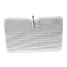 Silver Tone Fashion Satin Rhinestone Clutch Evening Bag TLX189-SIL