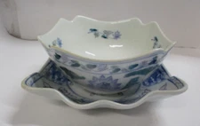 Pier 1 Asian Floral Pattern Plate and Bowl Set (2 Pieces)