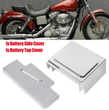 Chrome Metal Battery Top Side Cover For Harley 97-2005 Dyna Low Rider Wide Glide