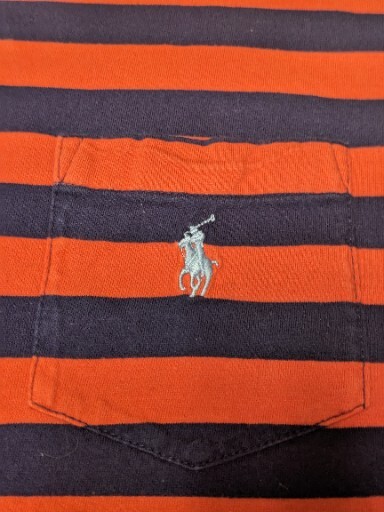 Polo Ralph Lauren T Shirt Uomo Med Righe Cotone Pony Rosso Blu Navy Tasca.