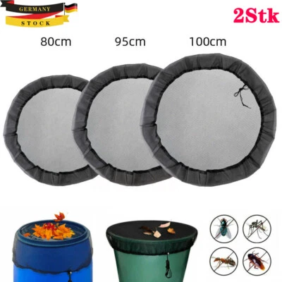 MARKENLOS 2x Abdeckung für Regentonne Rund Ø 80/95/100 cm Regentonnen-Netz mit Zugkordel
