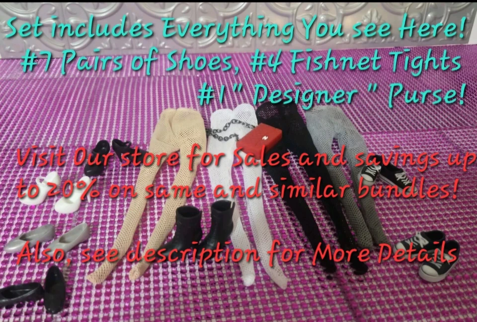 Curvy & Tall 芭比鞋套装 #12 件 ~ 无 DOLLS M2M & Hybrids 7 对见图片  — 第 3/4 张图片