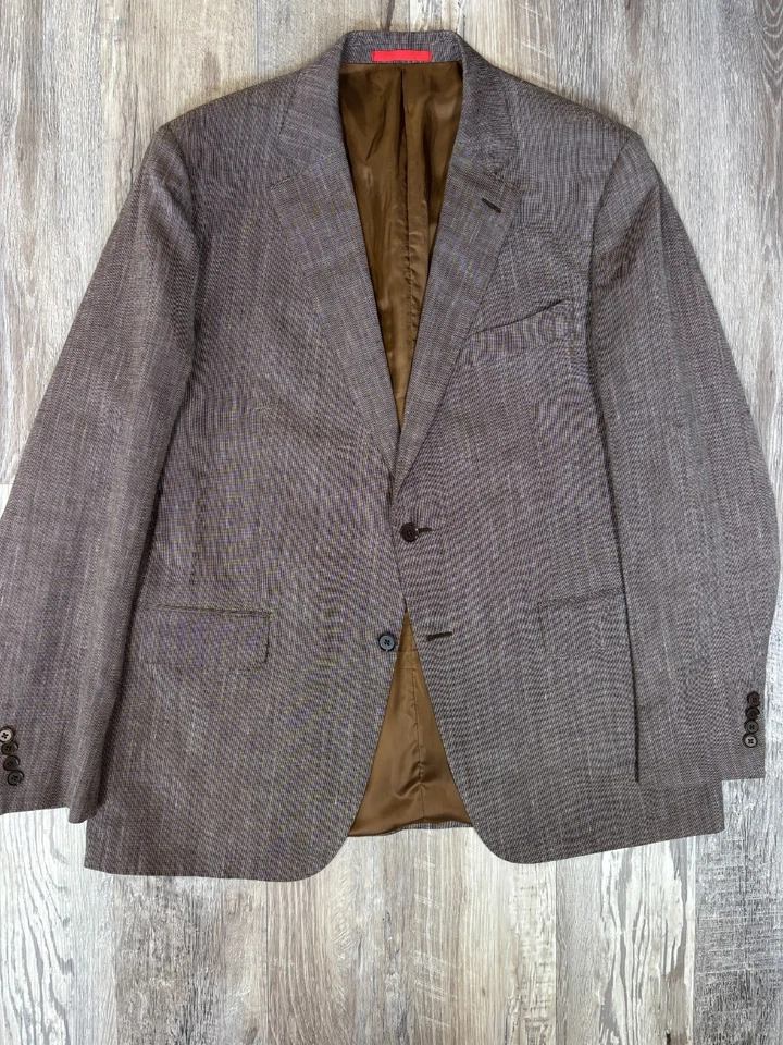 Blazer Isaia Lana Lino Talla 46 (58 EUR) Tela Melange Foto 4 de 4