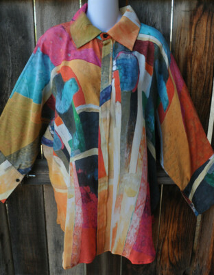 DILEMMA ARTIST HAND PAINTED ESTEVE INSPIRED ART TO WEAR 100% SILK 