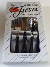 NEW Vintage Genuine Fiesta Silverware Set Service For One 5 Piece blue F105