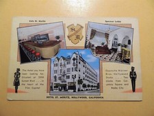 Hotel St. Moritz Hollywood California vintage linen postcard