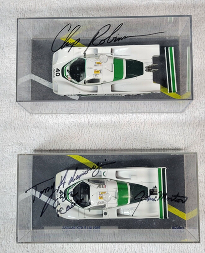 2 rare Bizarre 1/43 Jaguar XJR-5 signed by Adamowicz, Morton, Robinson; '85 IMSA