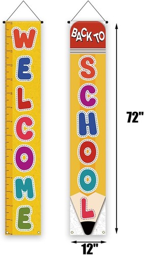Back To School Decorations First Day of Porch Banner Welcome White - Picture 4 of 5