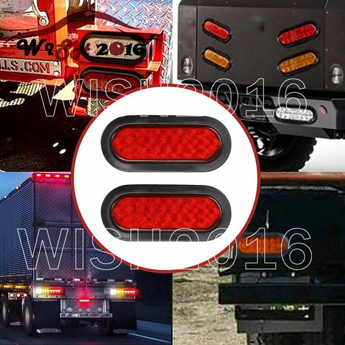 2x 6" 24 LED rojo ovalado remolque camión parada/giro/freno trasero luces selladas con ojal - Imagen 2 de 7