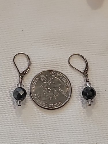 Perlen Ohrringe Handarbeit Sterling Silber 925 dunkelgrau Kristall facettierte Perlen - Bild 2 von 19