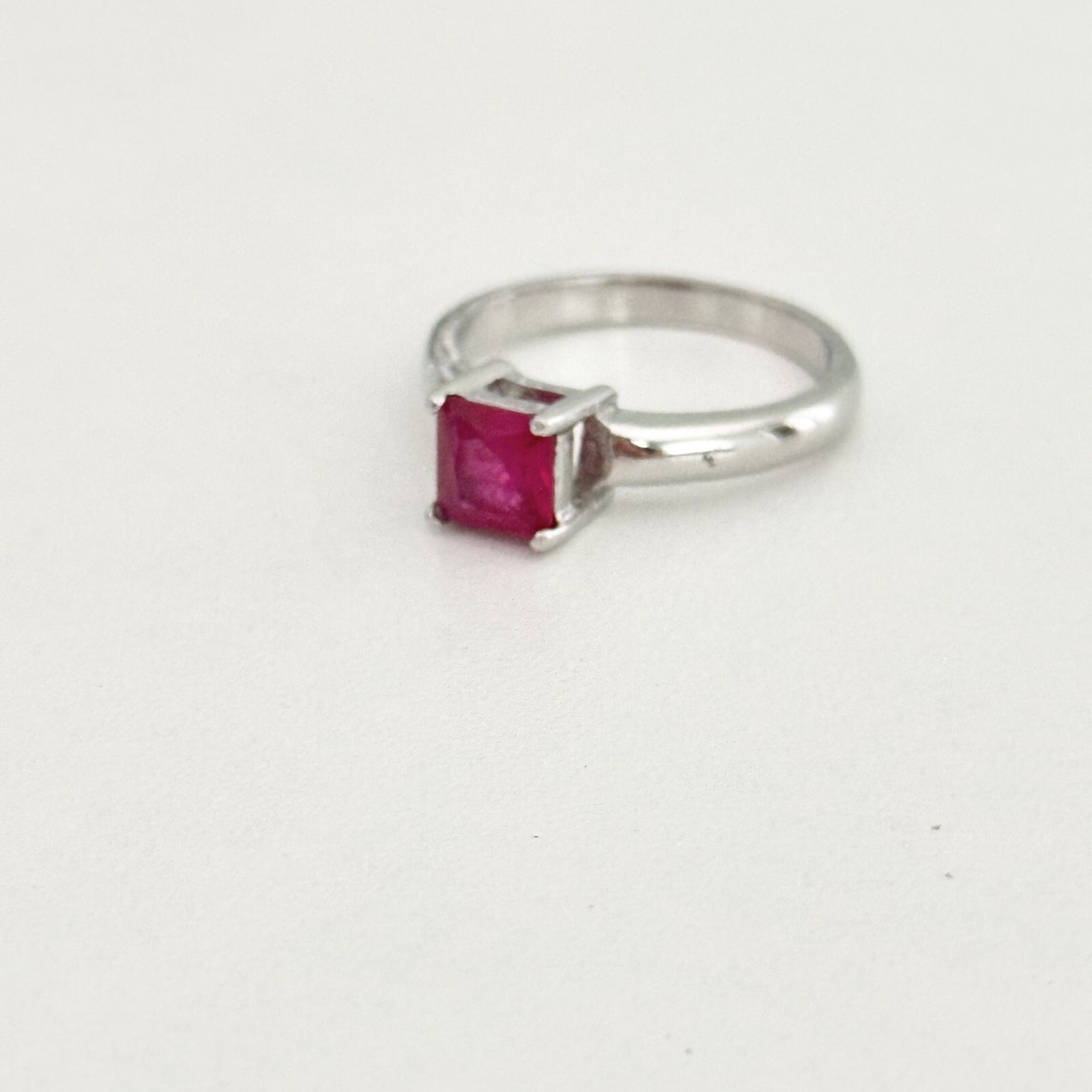 Ladies Ruby Simulated Stone Square Cut Silver Pla… - image 3