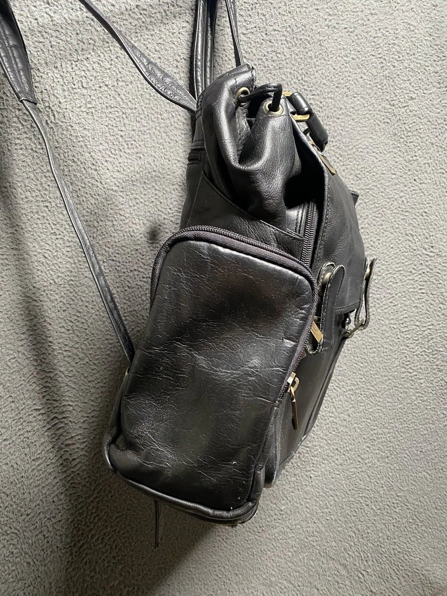 Distressed leather backpack top
