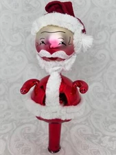 Italy DeCarlini Blown Glass Figural Santa Christmas Ornament Tree Topper Finial