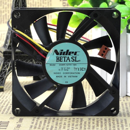 Nidec D08R-12TH 01A 12V 0.17A 8CM 8015 Chassis Cooling Industrial Fan Quiet - Picture 2 of 5