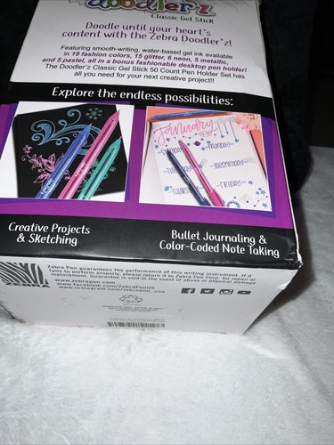 Zebra Pen Doodlerz Penna Stick Gel con Tazza da Espositore, Inchiostro Gel Liscio 1.0mm, Confezione da 50 - Foto 17 di 20