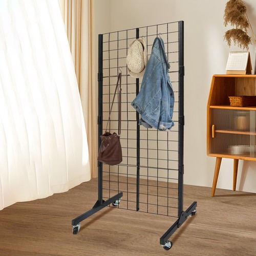 NEW Movable Metal Grid Wall Panel Stand Pegboard Retail Display Rack