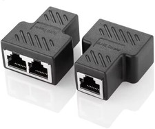 RJ45 Splitter Adapter 1 to 2 Ways Dual Female Port CAT6/5/7 LAN Ethernet Cable