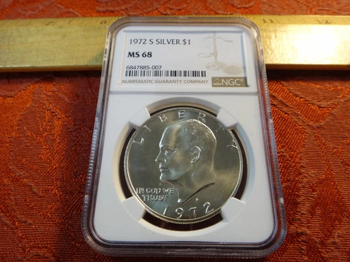 1972-S United States Eisenhower (Ike) Silver Dollar $1 Coin - NGC MS68 (Top Pop)