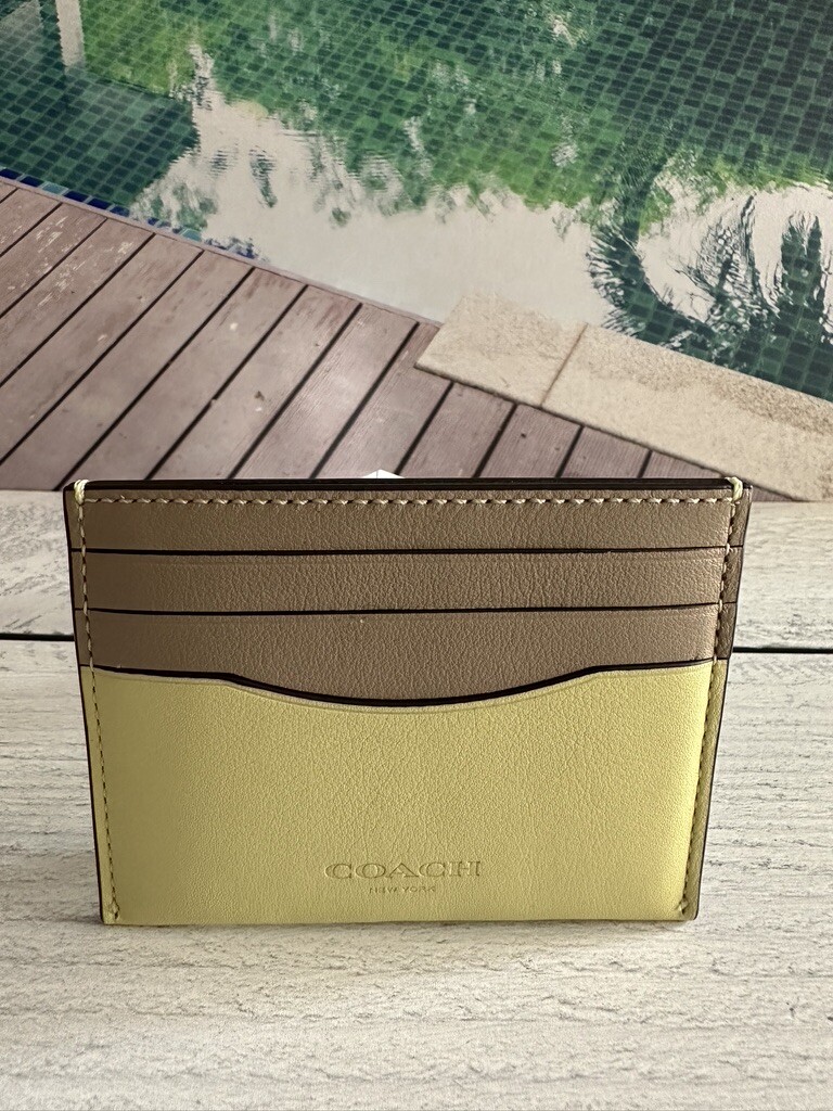 NWT!! Coach Slim ID Card Case Color block Leather 57101 Pick One