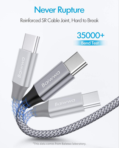 Baiwwa Cavo USB Type-C 1,5 Metri 2Pezzi, Cavo USB a USB C Ricarica Rapida 3A Nyl - Zdjęcie 8 z 12