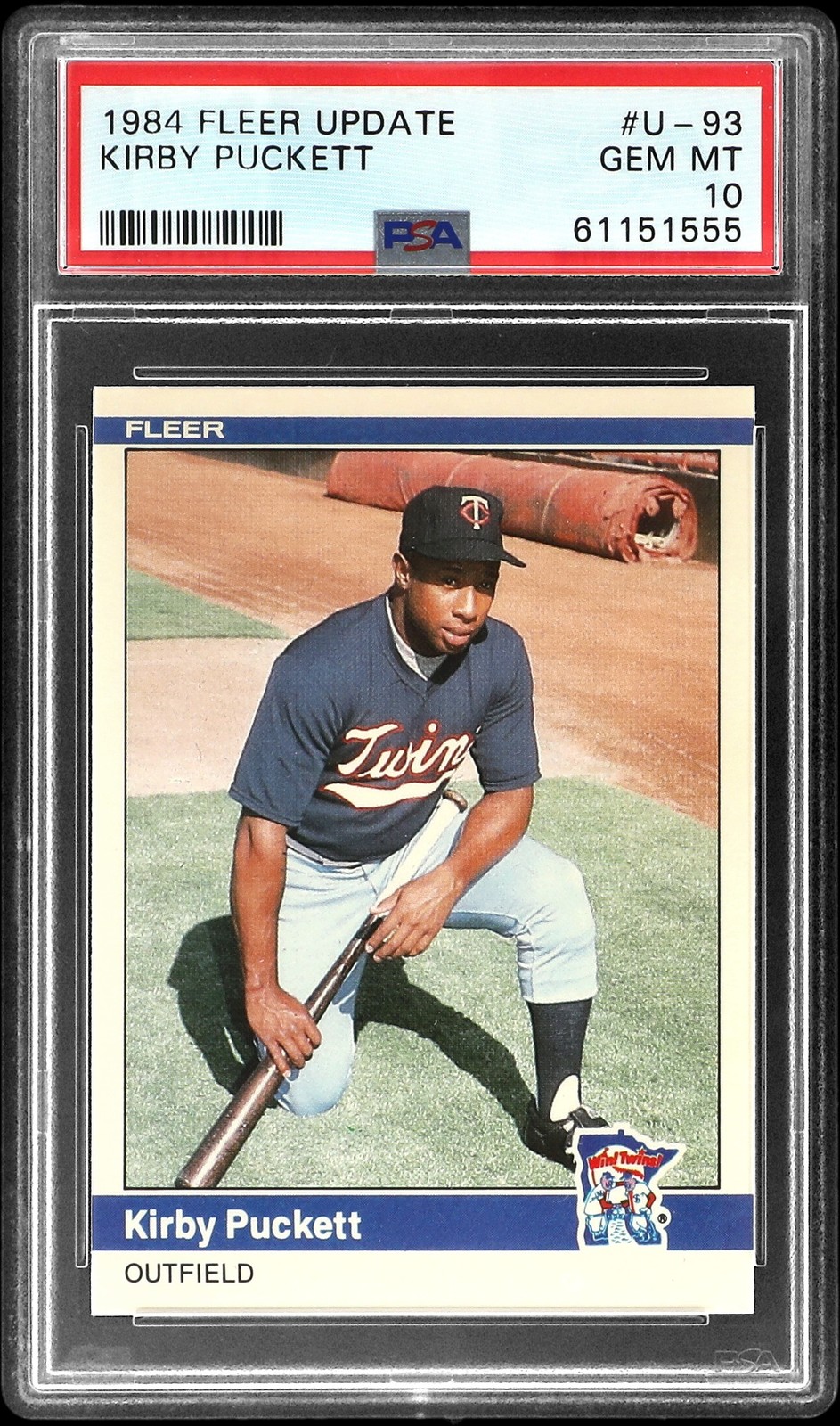 1984 FLEER UPDATE #U-93 KIRBY PUCKETT ROOKIE RC PSA 10