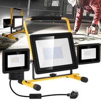 100W Led Fluter Baustrahler Mit Stativ Stecker Arbeitsleuchte Strahler Flutlicht