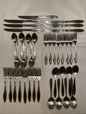 38 Pc lot MSE Martha Stewart Long Leaf Stainless 18/10 Flatware Set Silverware