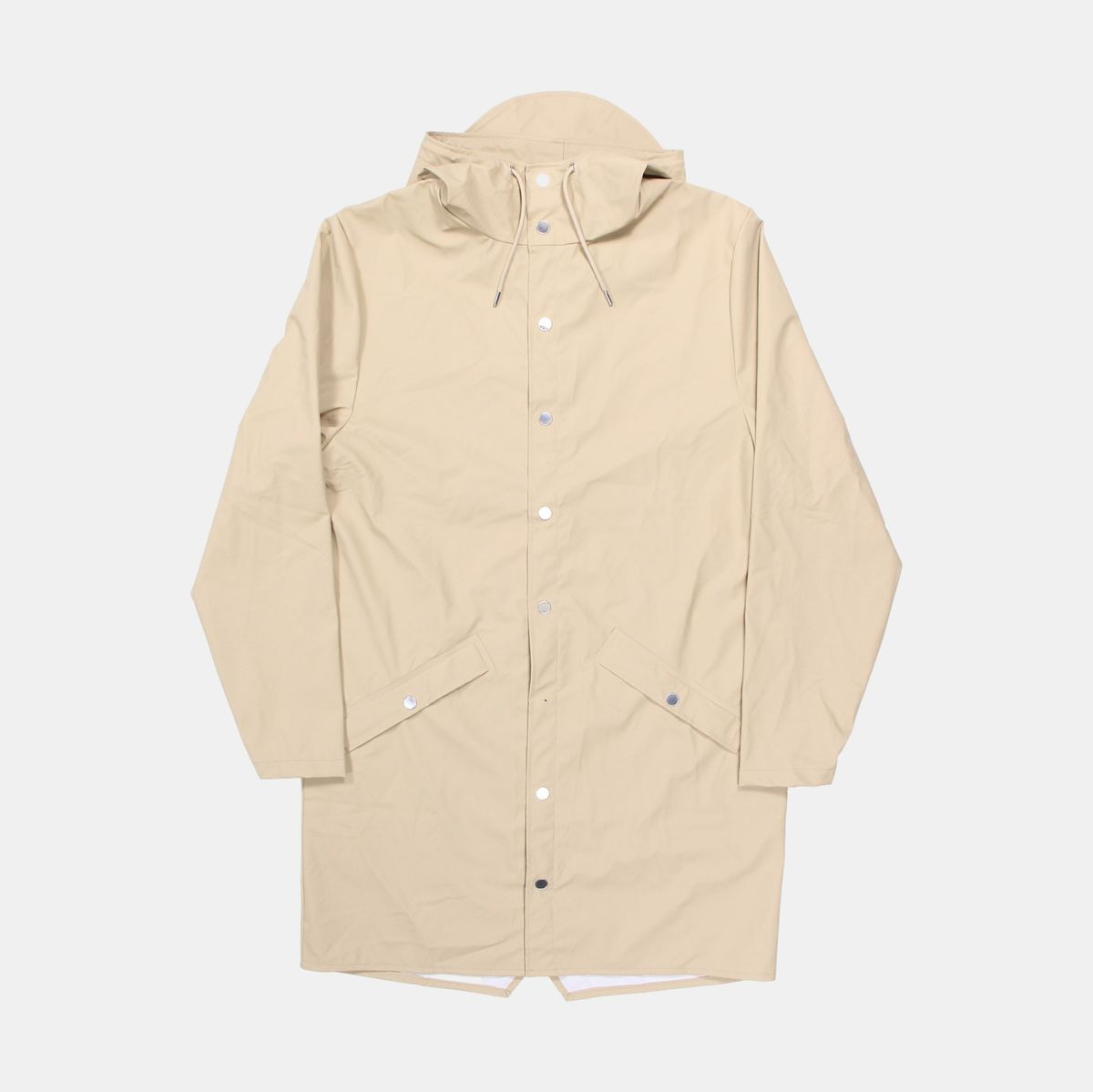 Rains Long Beige Mens Waterproof Jacket Size M Polyurethane Coat