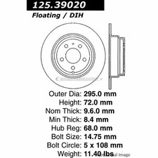 Centric Parts Brake Rotor 125.39020 DAC