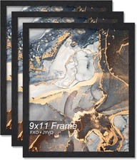 Fxojyvo 9x11 Black Engineered Wood Picture Frame Set of 3 Wall Mount Photo Poste