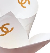 Korean Flower Wrapping Paper-White/Gold Waterproof 20 Sheets 22x22 In