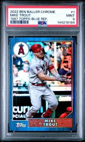 2022 Topps Chrome Ben Baller Mike Trout 1987 Blue Refractor /75 #1 PSA 9 Mint