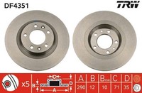 2 X Bremsscheibe TRW DF4351 FüR Peugeot 407 407 SW 508 I