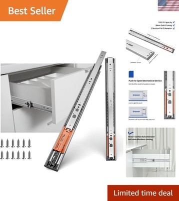 22 Inch Heavy Duty Drawer Slides with Soft Close Push to Open - 100 LB Capacity