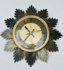 Vintage METAMEC Wanduhr 70er 60er Retro funktioniert Sunburst Flowerstyle Starburst