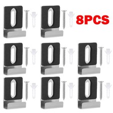 8Pcs Heavy Duty Mirror Holder Clip Wall Mounting Brackets With Fixing Screws NEW