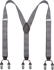 Men  s Y-Shaped Heavy Duty Suspenders   6 Metal Clips, Elastic Straps
