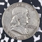 1954-D U.S. 50 Cents Franklin Half Dollar Lot#HZ157 Silver!