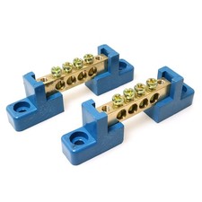 2pcs Terminal Bus Bar 4 Positions Terminal Block Brass Wire Screw Terminal Groun