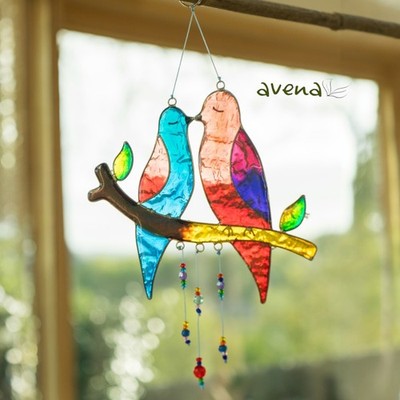 Kissing Birds Suncatcher With Beads Lovely Quality Sun Catcher Gift 32cm