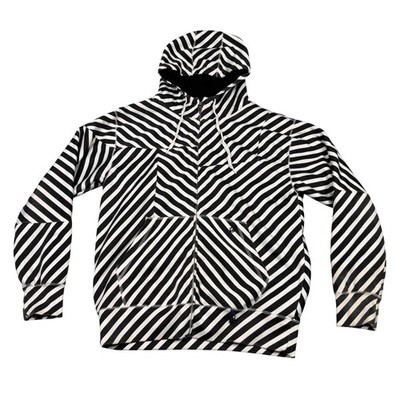 Volcom Ooh Yeah Sherpa Lined Zip Hoodie Mens Large Black White Striped G545806