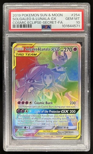 2019 Pokemon SM Cosmic Eclipse Solgaleo Lunala Tag Team #254/236 PSA 10 GEM MINT