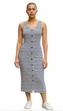 NSR NWT Striped Beach/ summer / comfy Dress for Women Sleeveless Slit Casual MED