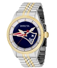 Invicta NFL New England Patriots Mens 43mm Two-Tone Stainless Quartz Watch 42474